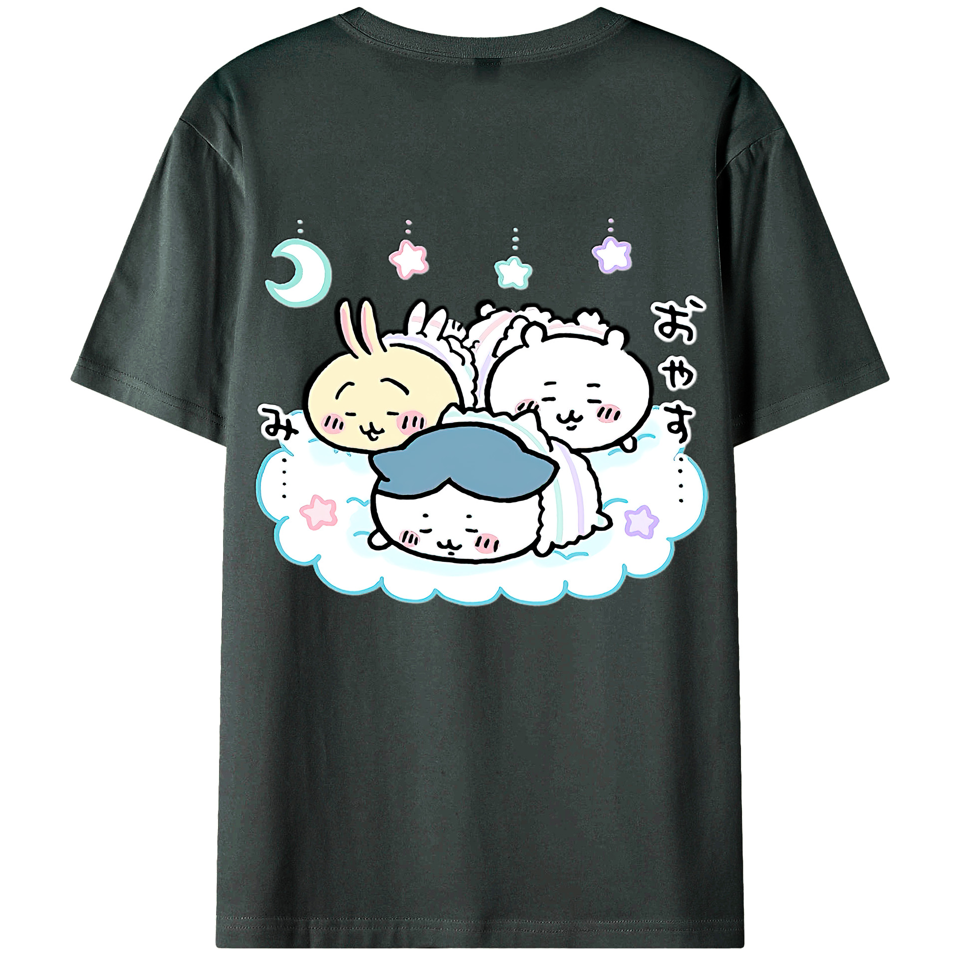 （画像用） ちいかわ ハチワレ Chii-kawa hachiware 綿100％ メンズ半袖Tシャツ（バックプリント） 通気性